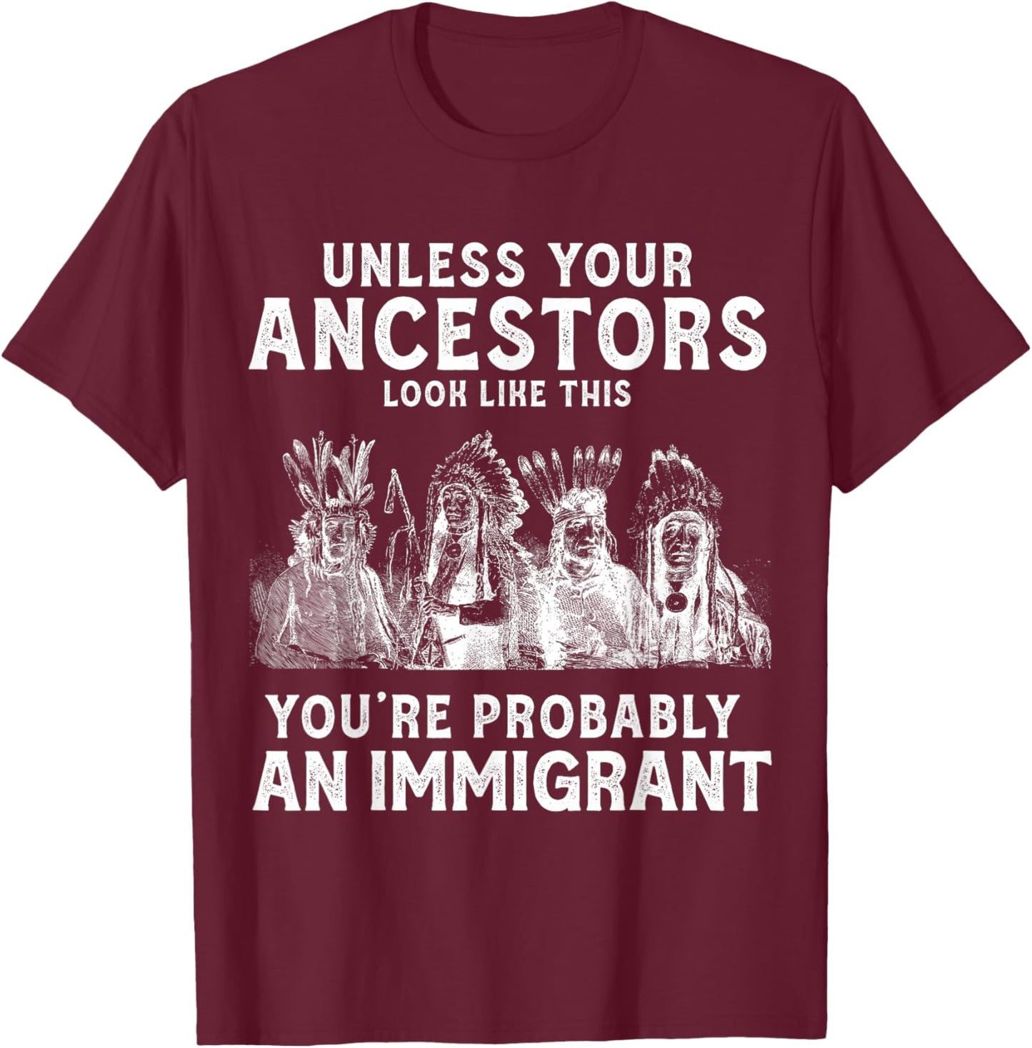 American Indian You're Probably an Immigrant T-Shirt - T-Shirt | Maroon