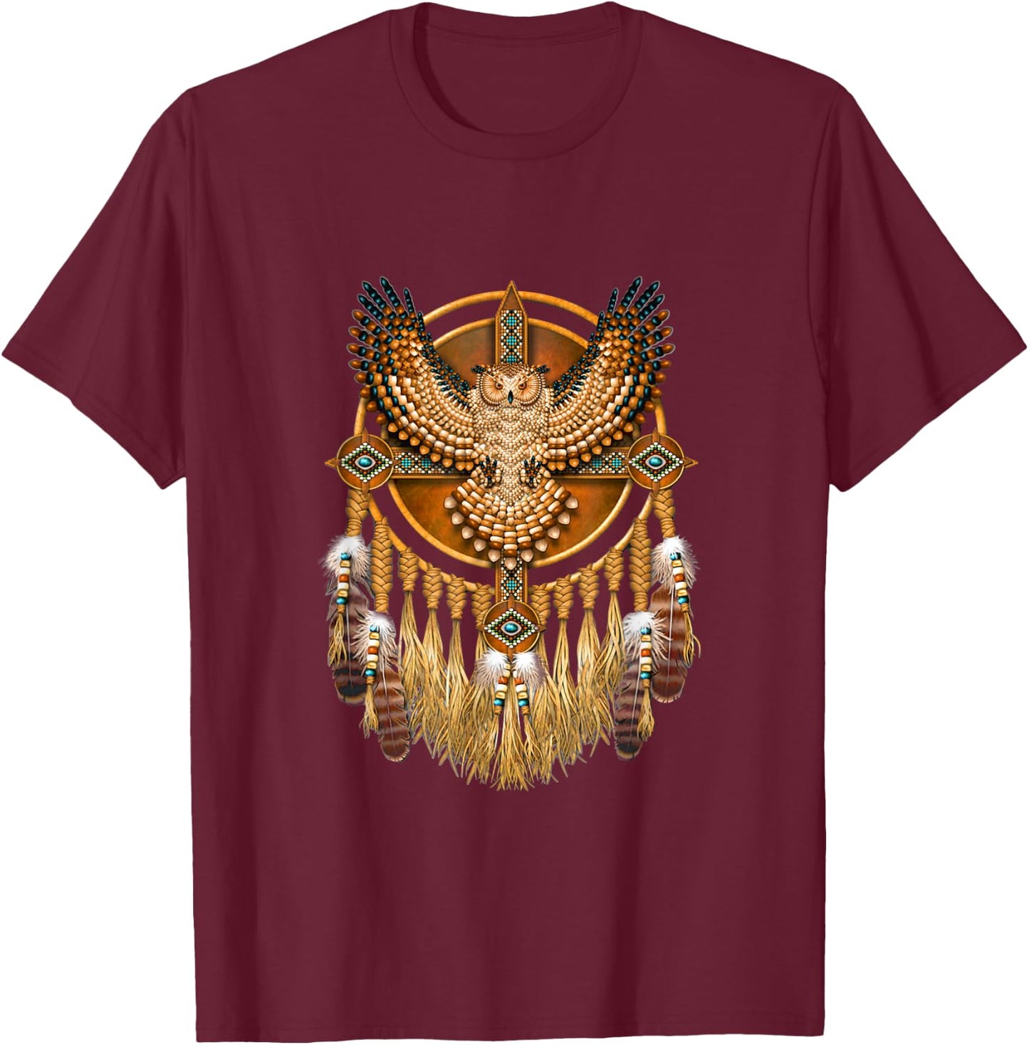 Native American Tribal Art Owl, Mystic owl T-Shirt - T-Shirt | Maroon