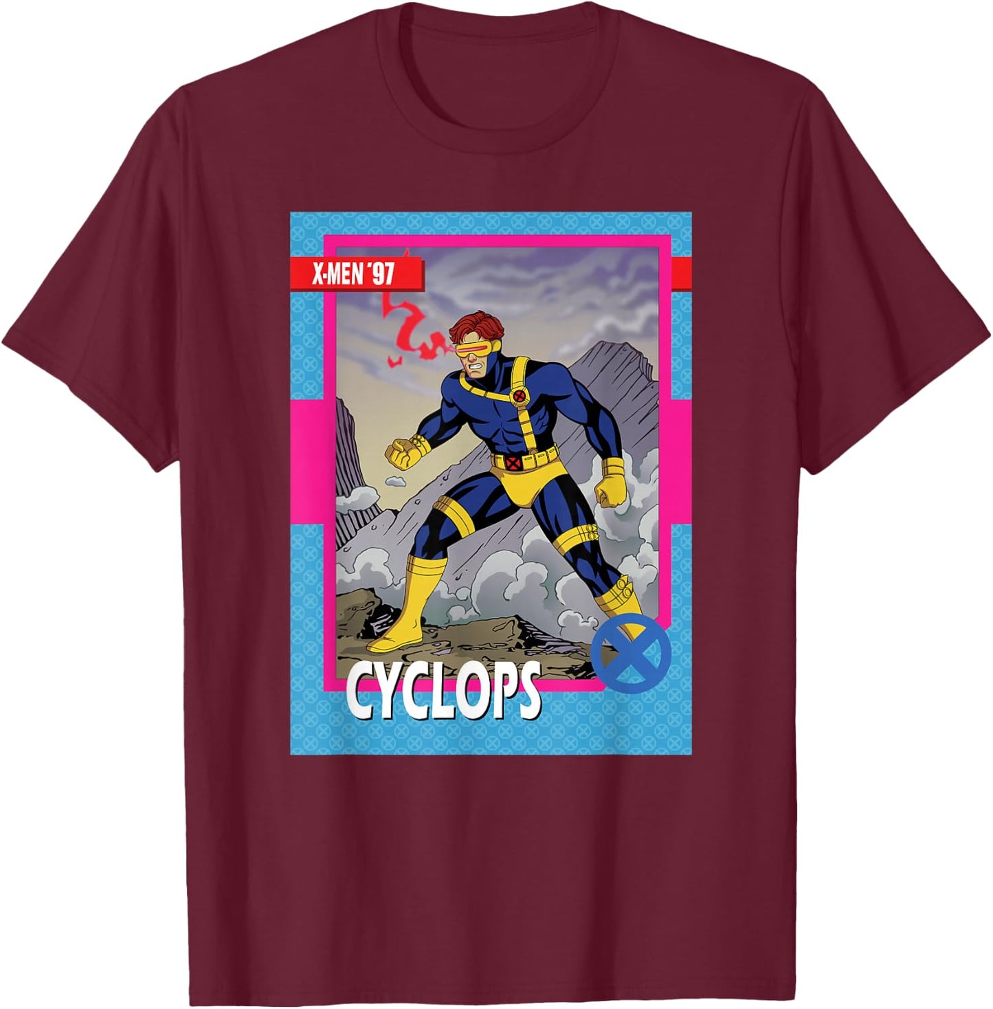 Marvel Studios X-Men '97 Cyclops Retro Trading Card T-Shirt - T-Shirt | Maroon