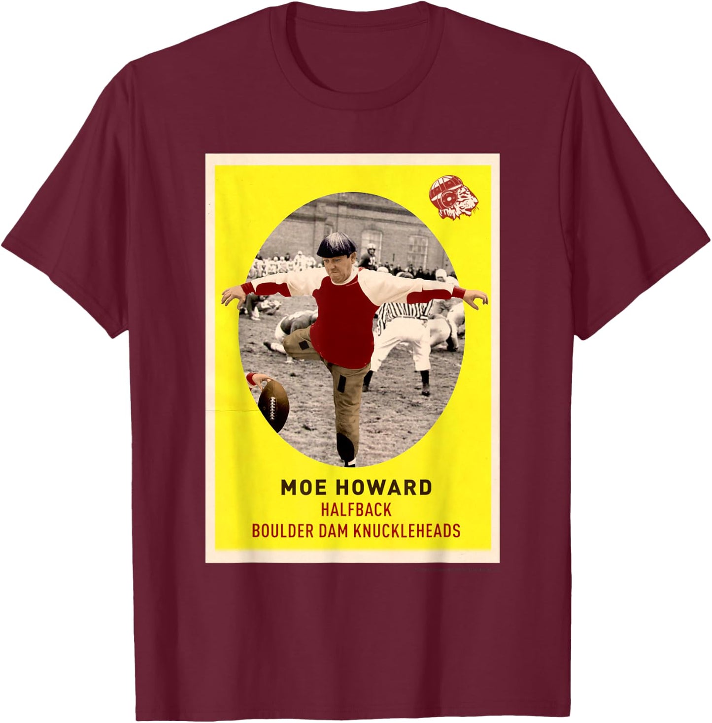 Moe - Knuckleheads Football Card T-Shirt - T-Shirt | Maroon