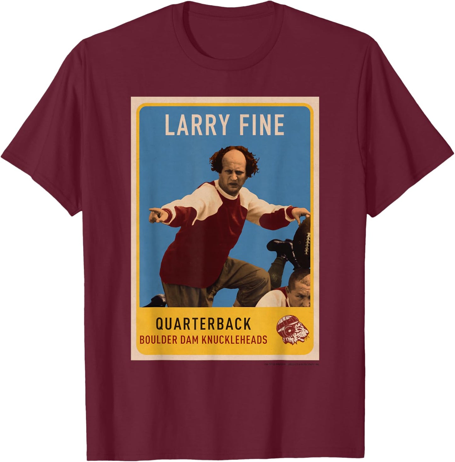 The Three Stooges - Men's Adult Black Football Cartoon T-Shirt - T-Shirt | Maroon