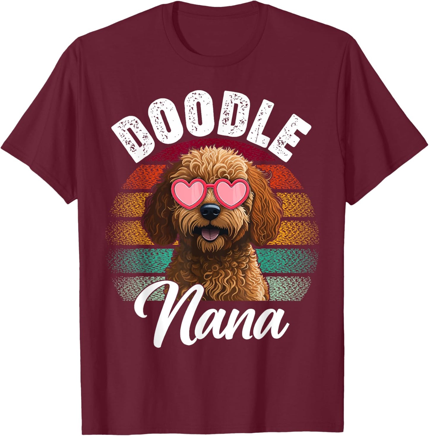 Retro Doodle Nana Goldendoodle Dog Lover Mothers Day Women T-Shirt - T-Shirt | Maroon