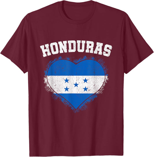 Honduras Heart Flag Honduras Lover Honduran Pride T-Shirt - T-Shirt | Maroon