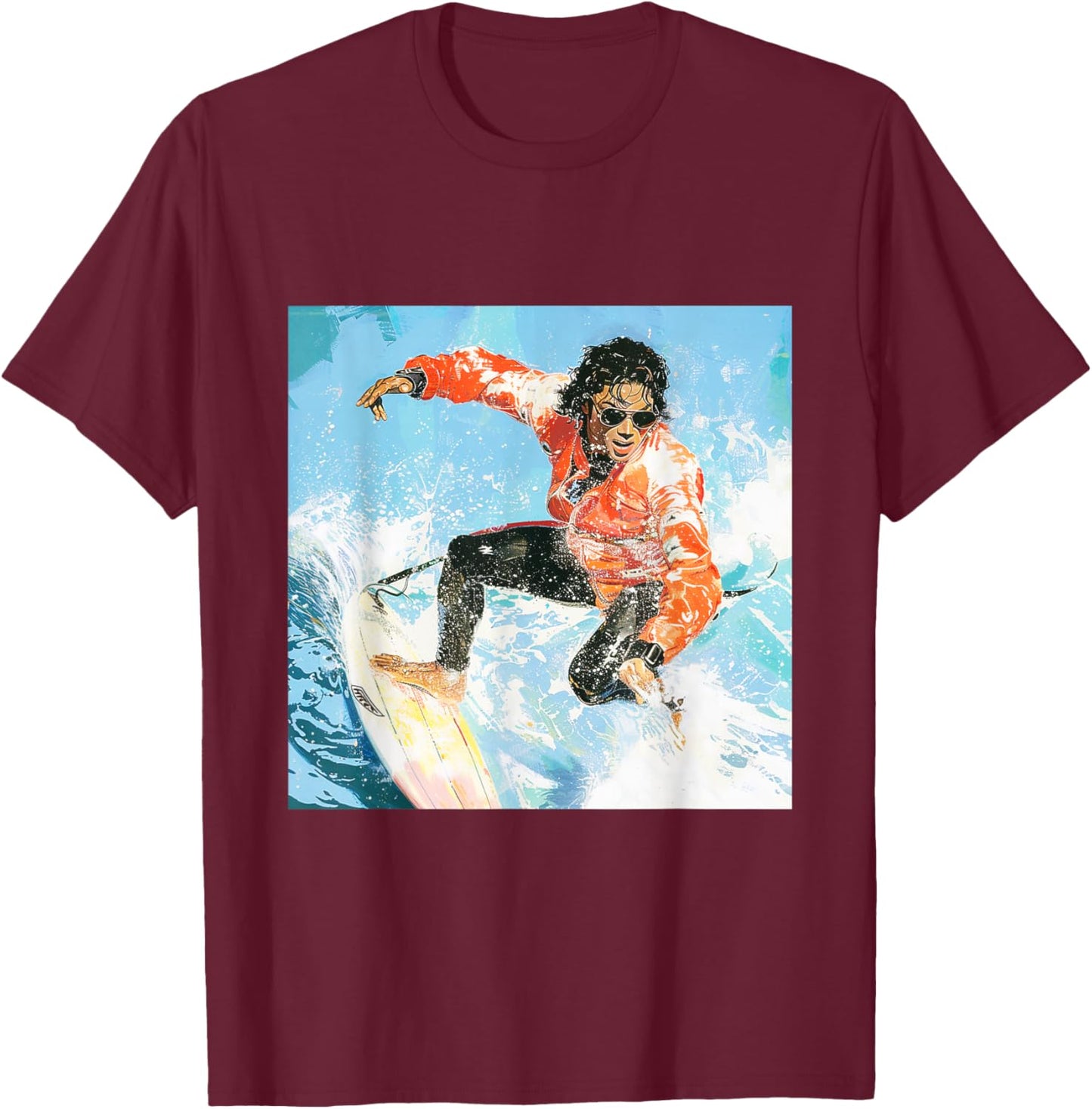 Michael Jackson Surfing 001 T-Shirt - T-Shirt | Maroon