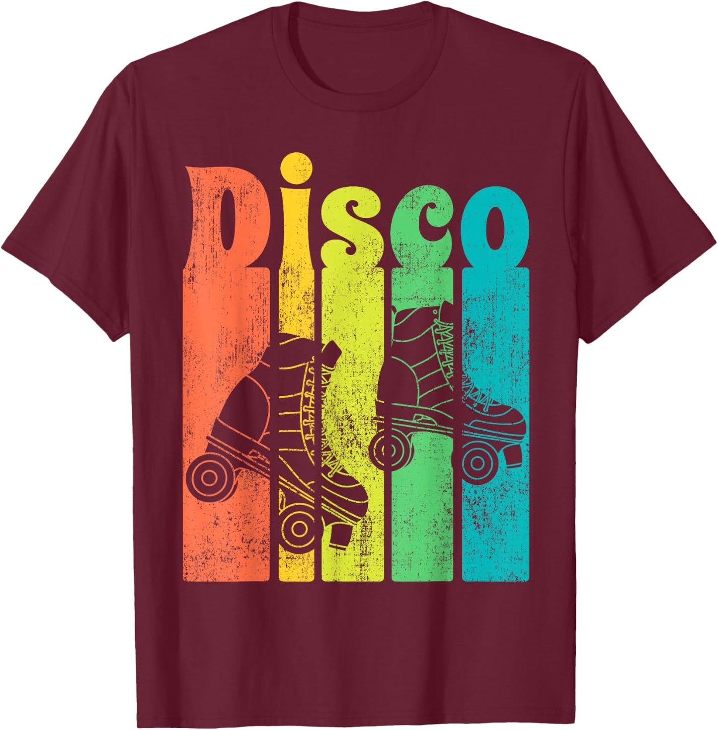 Disco Roller Vintage Skater Classic 70s 80s Skating Gift T-Shirt - T-Shirt | Maroon