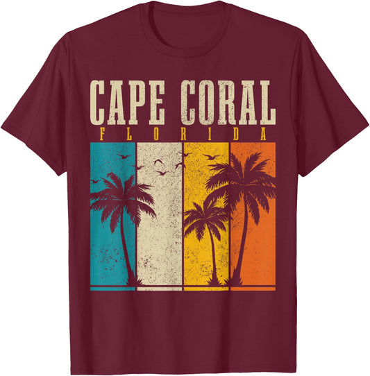 Cape Coral Vintage Florida USA America Souvenir T-Shirt - T-Shirt | Maroon