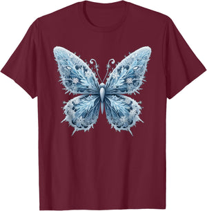 Ice Snow Flakes Butterfly Beautiful Butterflies T-Shirt - T-Shirt | Maroon