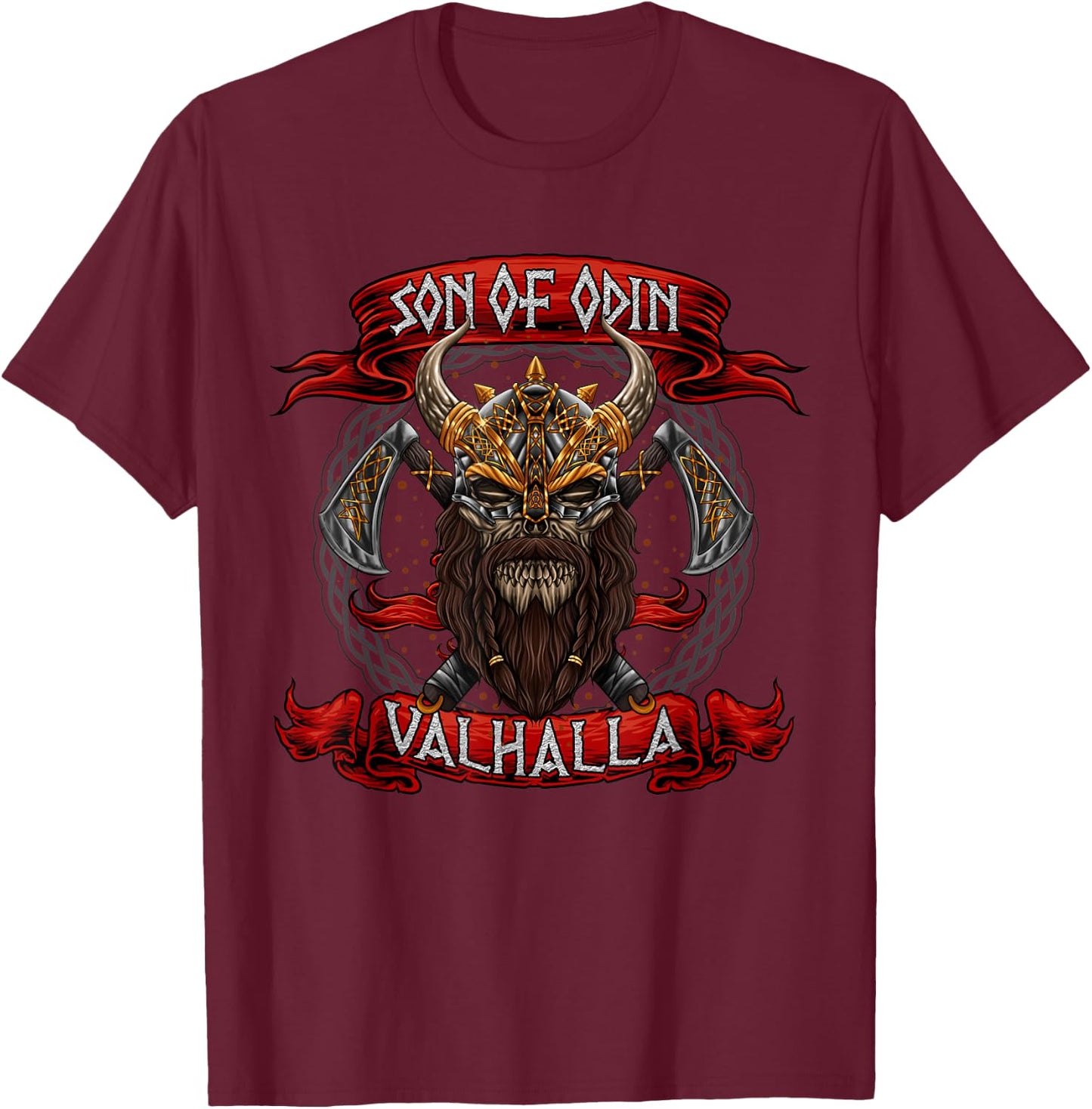 Son Of Odin - Valhalla - Viking Warrior - Norse Mythology T-Shirt - T-Shirt | Maroon