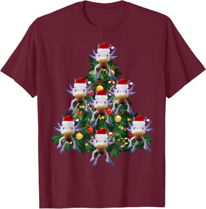 Axolotl Christmas Tree Edition: Gift Axolotl Lovers T-Shirt - T-Shirt | Maroon