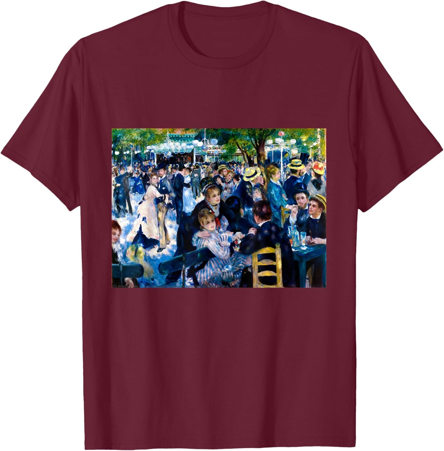 Dance at Moulin de la Galette | Pierre-Auguste Renoir T-Shirt - T-Shirt | Maroon