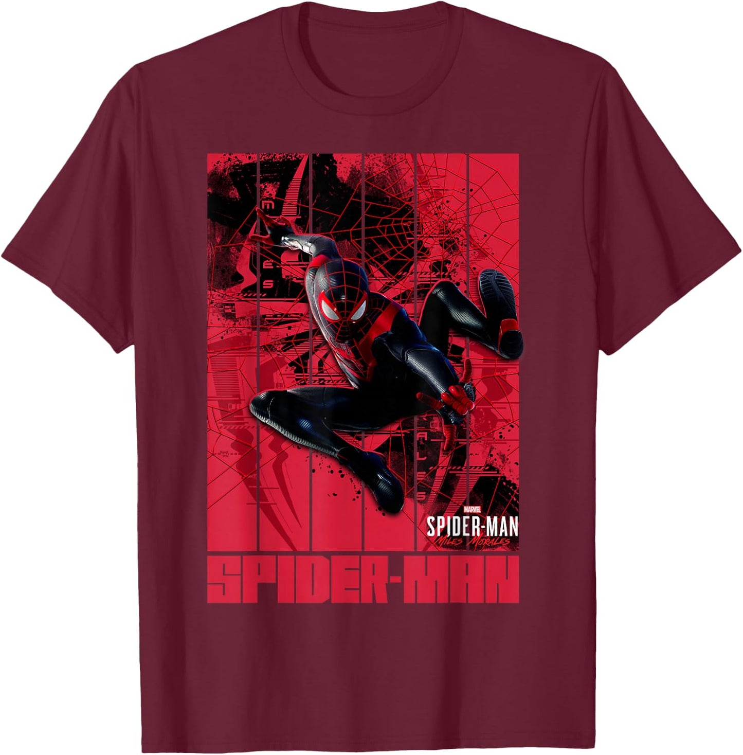 Marvel Spider-Man: Miles Morales Panels T-Shirt - T-Shirt | Maroon