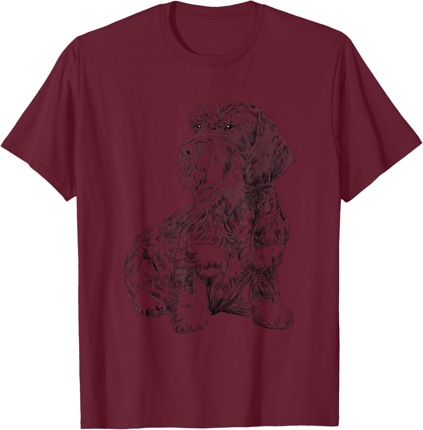 Sitting Dog Wirehaired Dachshund T-Shirt - T-Shirt | Maroon