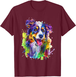 Australian Shepherd Lovers Pop Art Australian Shepherd Dog Men Women Kids T-Shirt - T-Shirt | Maroon