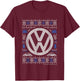 Volkswagen Classic Beetle Car Christmas Knit Knit Pattern T-Shirt - T-Shirt | Maroon