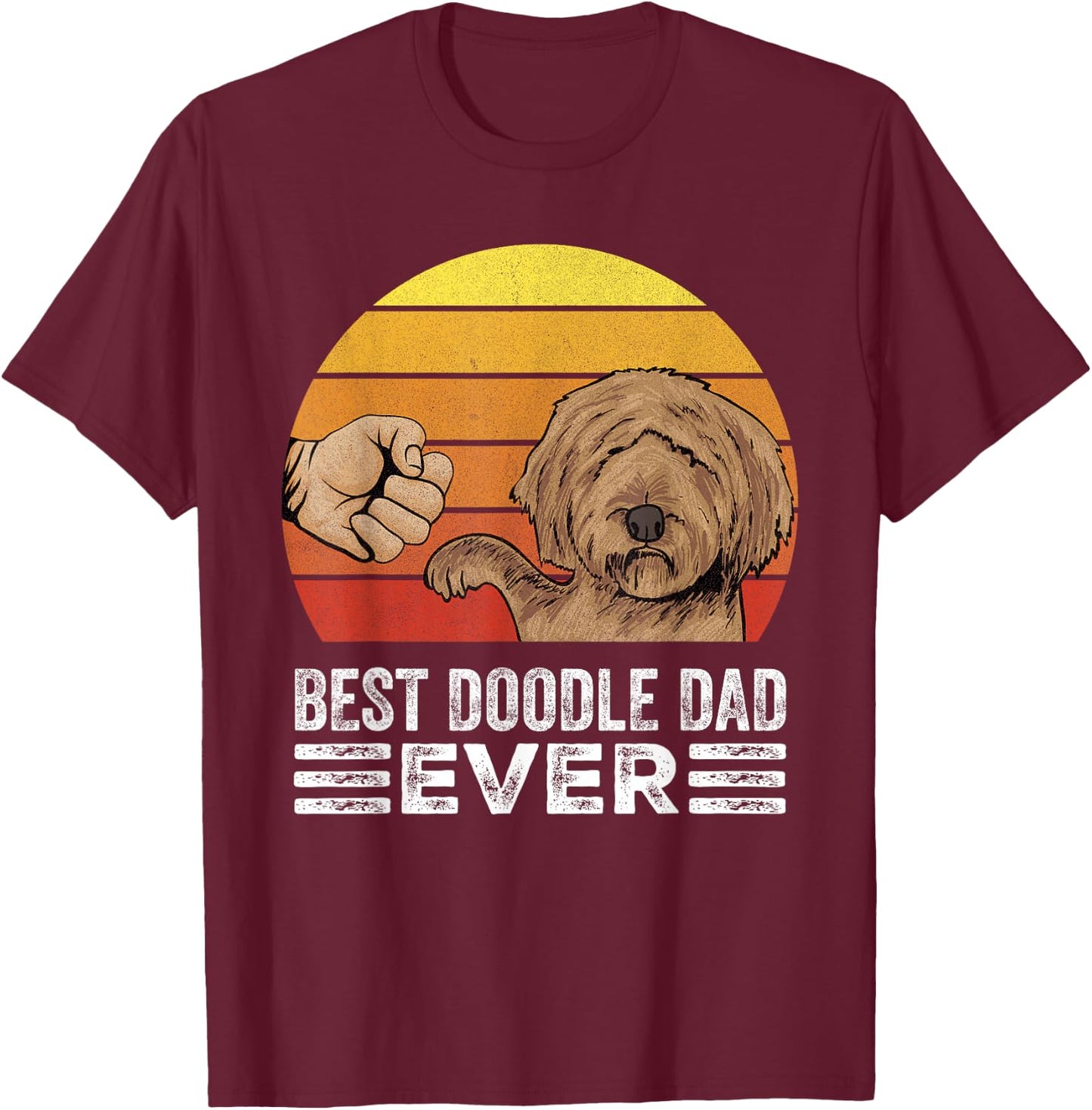 Retro Best Doodle Dad Ever Shirt Vintage Goldendoodle Dad T-Shirt - T-Shirt | Maroon