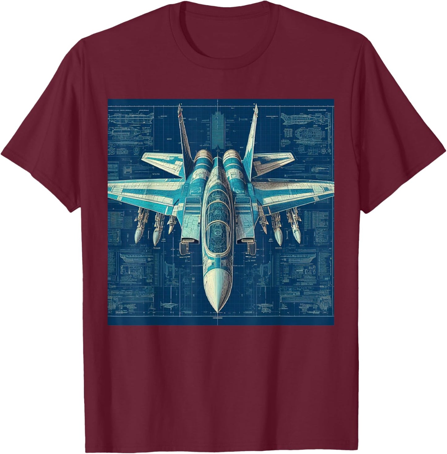F-14 Tomcat Fighter Jet Assembly Blueprint Military Aviation Men Women Kids T-Shirt - T-Shirt | Maroon