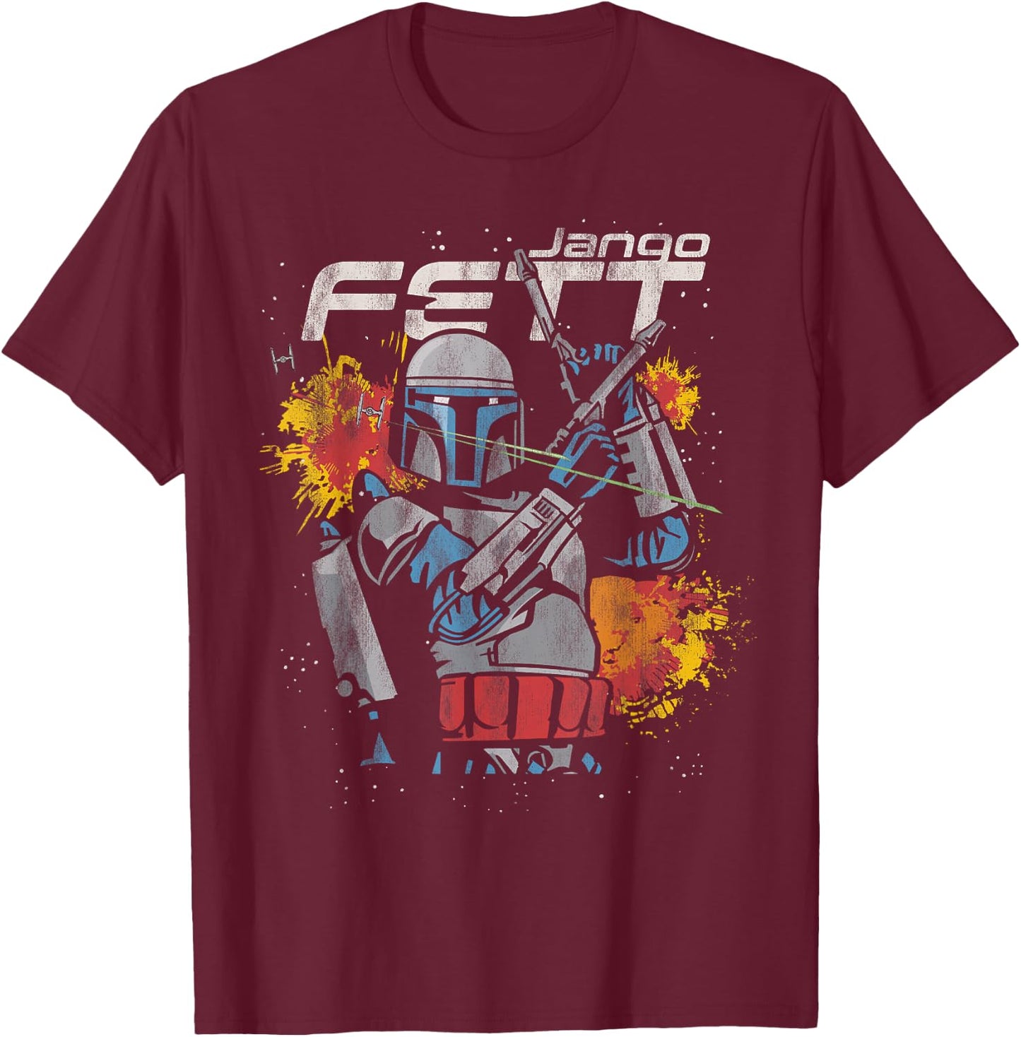 Star Wars Jango Fett Hero Blasters Mandalorian Prequel T-Shirt - T-Shirt | Maroon