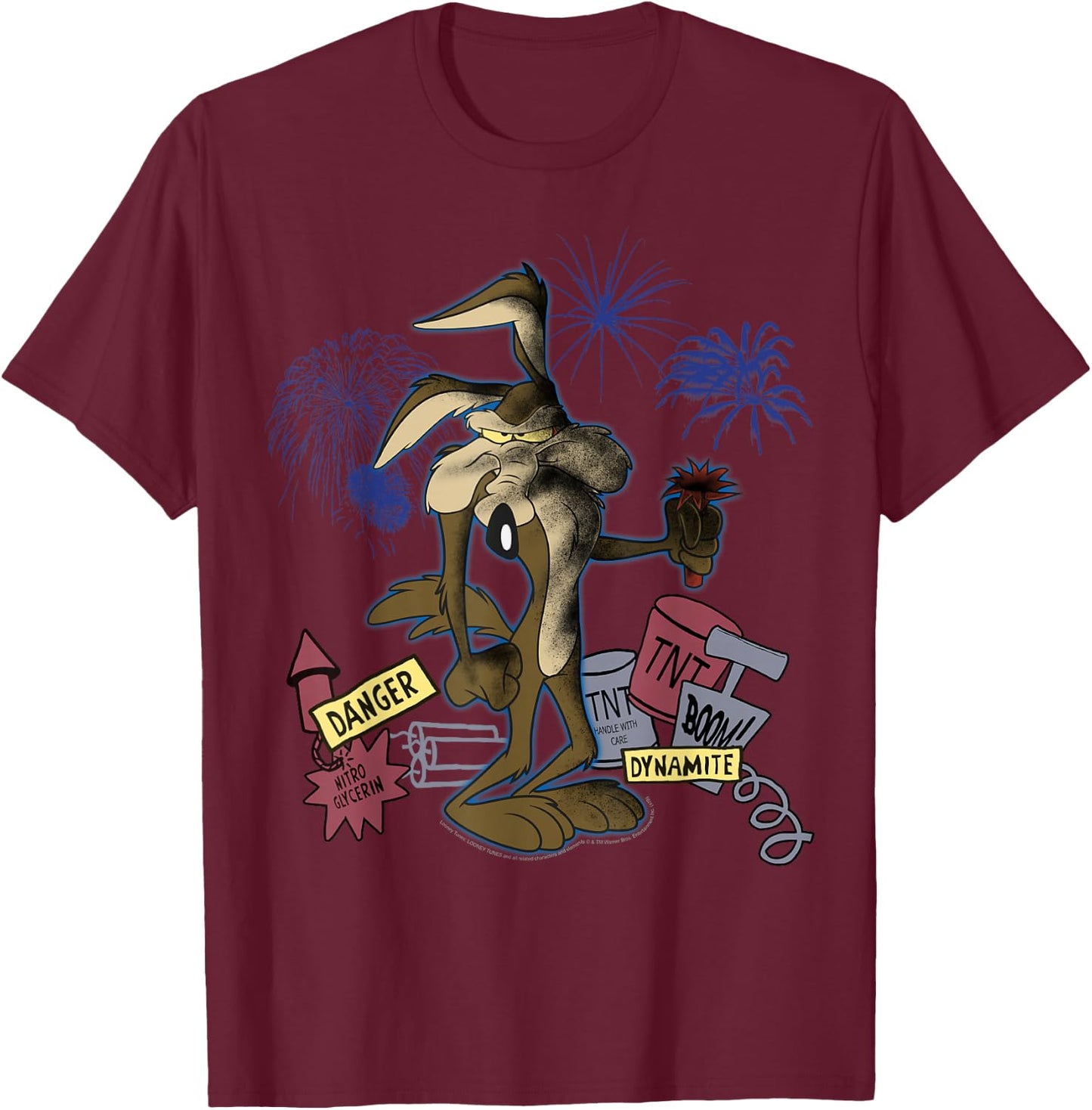 Looney Tunes Wile E. Coyote TNT Portrait Short Sleeve T-Shirt - T-Shirt | Maroon