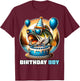 Funny Birthday Boy Fishing Birthday Shirt Bday Party Kids T-Shirt - T-Shirt | Maroon