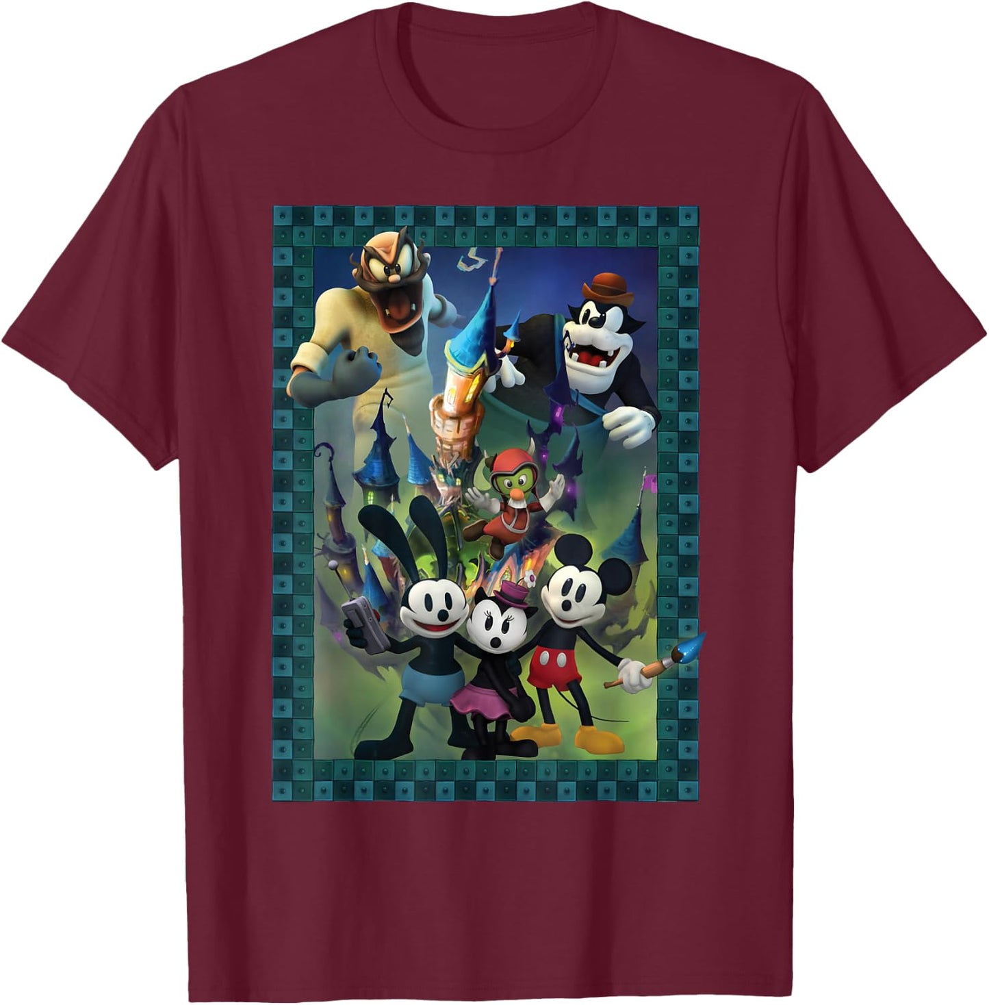 Disney Epic Mickey Group Shot Poster T-Shirt - T-Shirt | Maroon