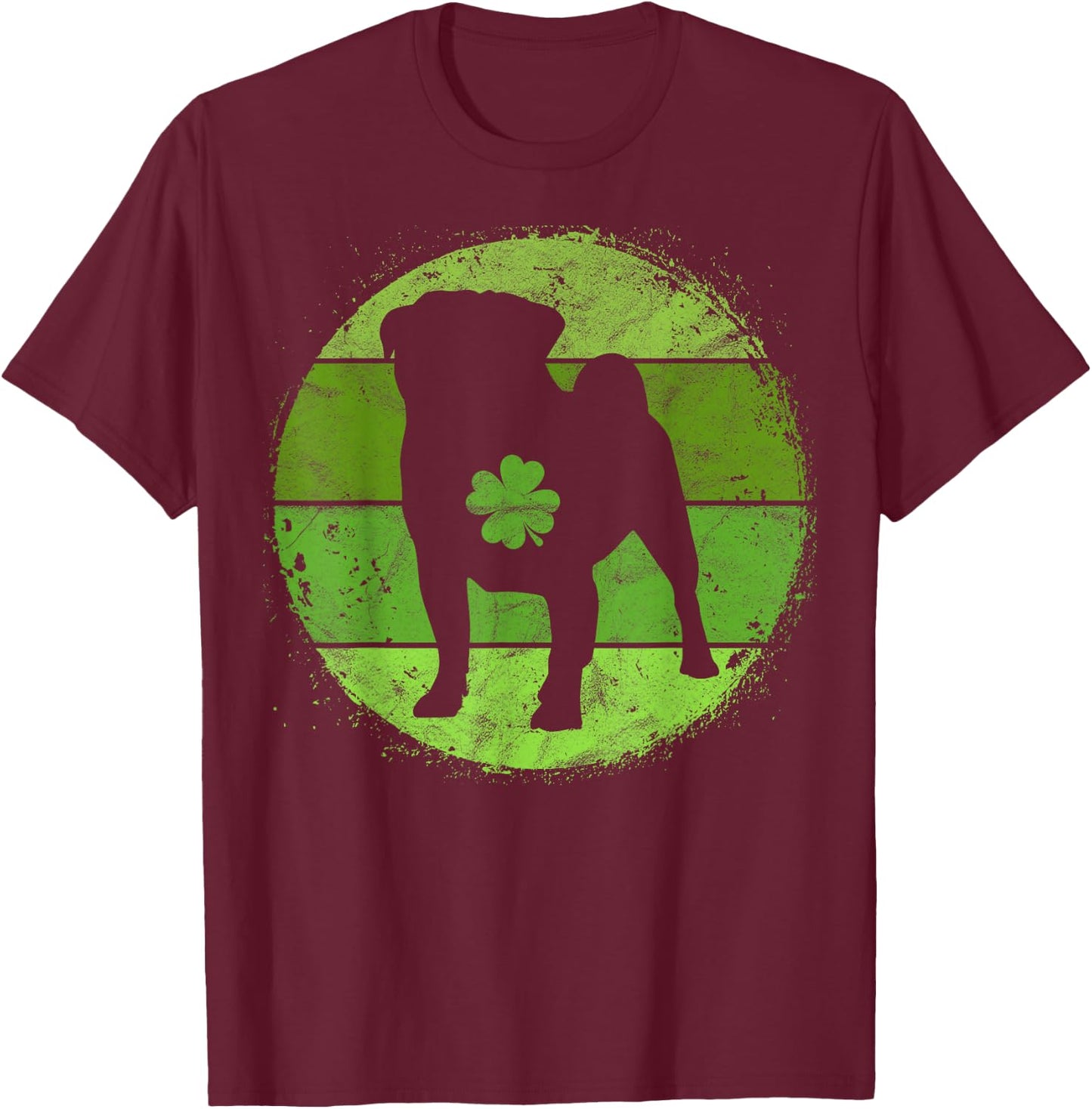 Circular Pug Irish Shamrock Puggle Dog St Patrick's Day Women Kids T-Shirt - T-Shirt | Maroon