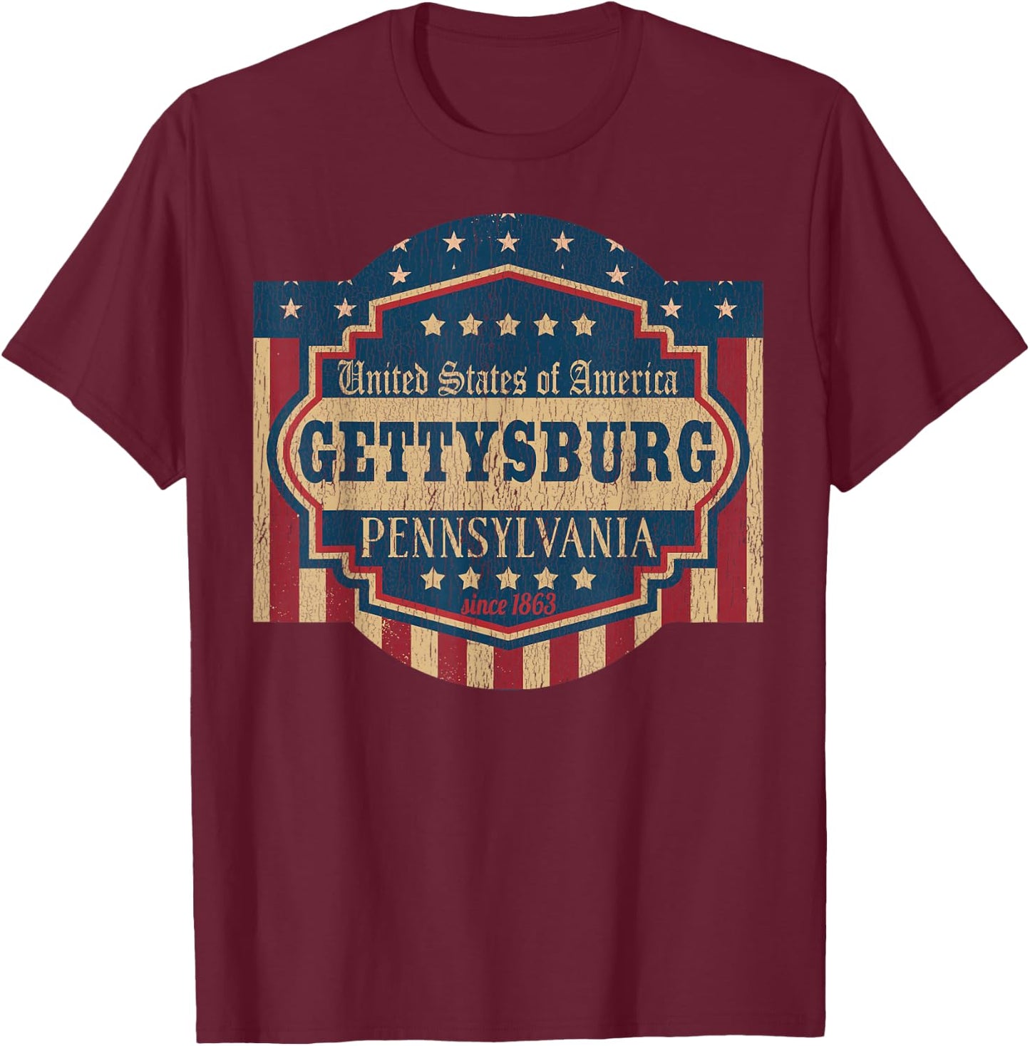 Gettysburg Pennsylvania USA History T-Shirt - T-Shirt | Maroon