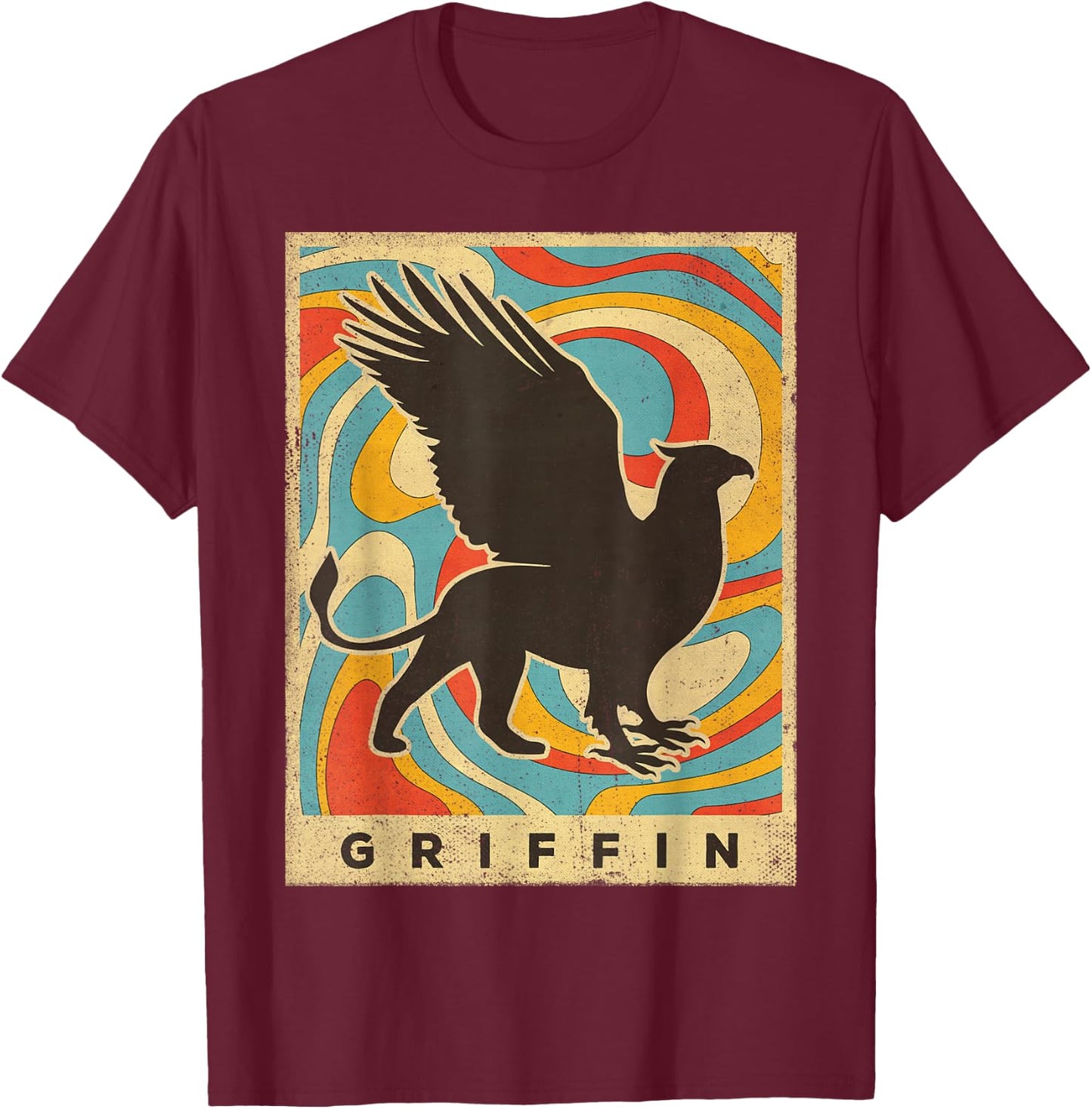 Vintage Griffin Retro Gift T-Shirt - T-Shirt | Maroon