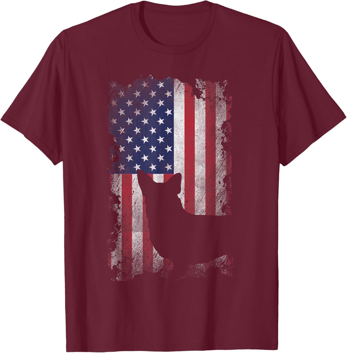 Patriotic Corgi American Flag USA Cute Cool Corgi Dog Lover Women Kids Men T-Shirt - T-Shirt | Maroon