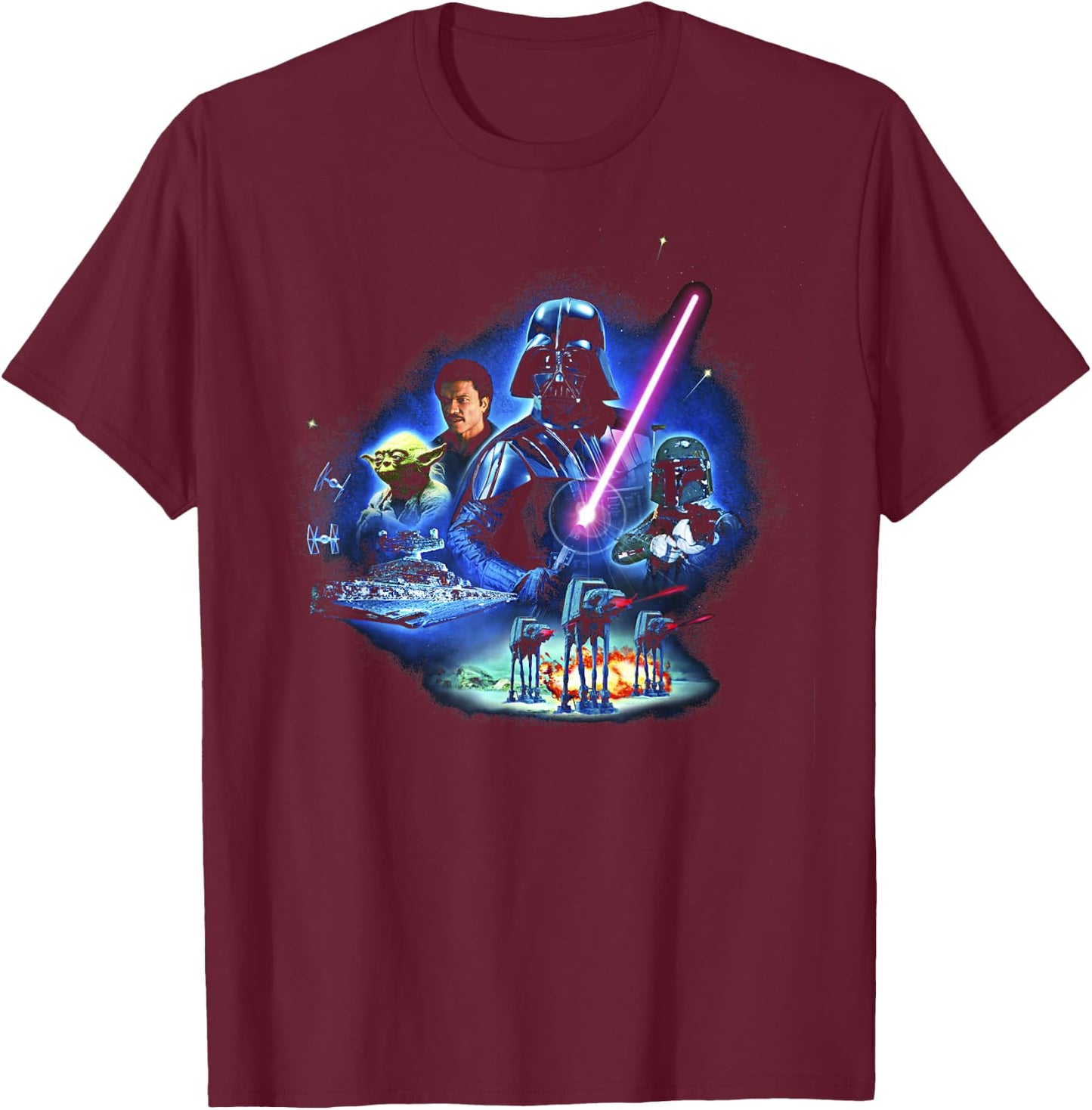 Star Wars The Empire Strikes Back 40th Group Shot Galaxy T-Shirt - T-Shirt | Maroon