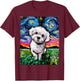 Maltipoo Starry Night White Maltese Poodle Dog Lover Artwork T-Shirt - T-Shirt | Maroon