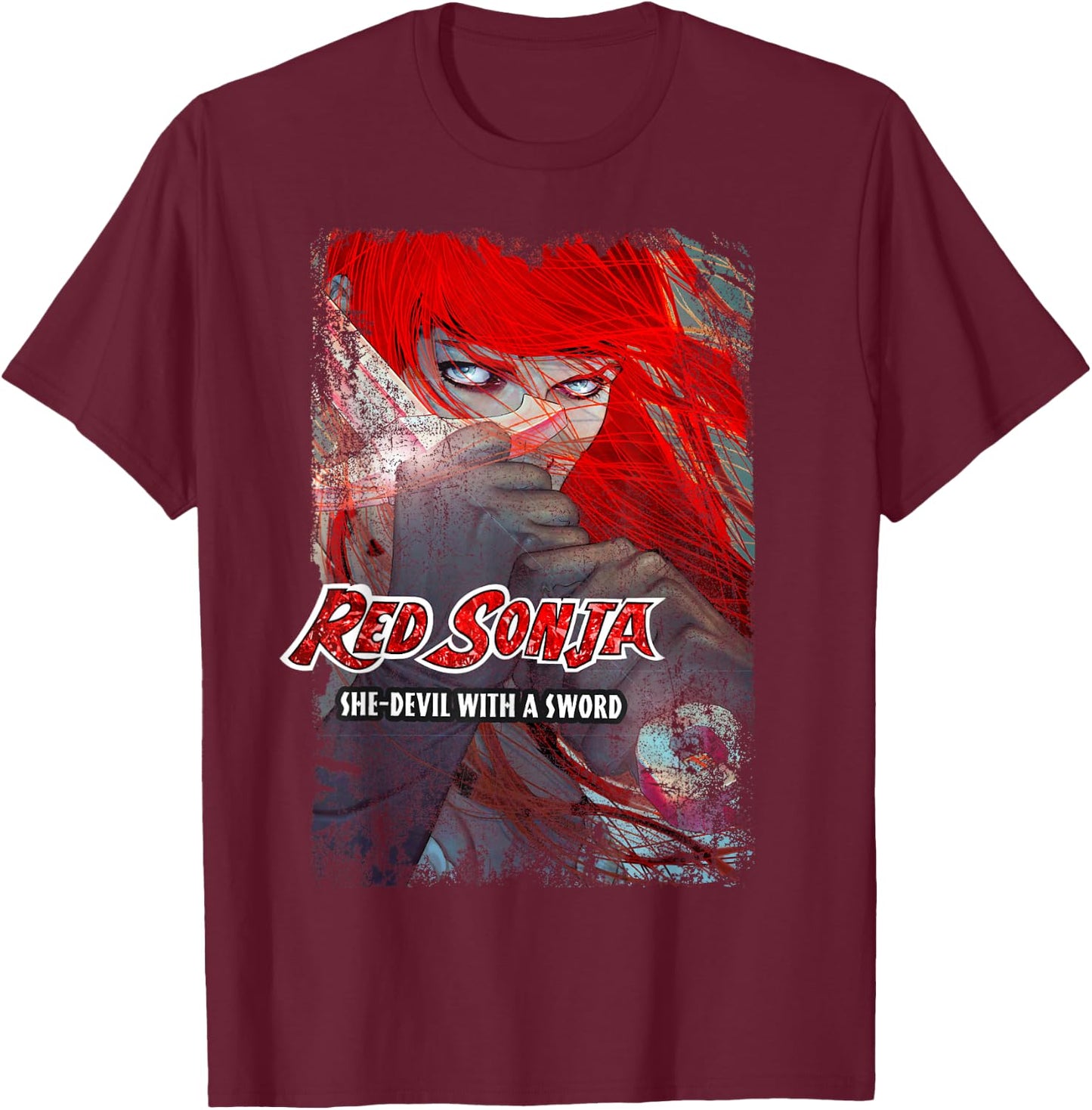 Jenny Frison Comic Cover She-Devil Sword Warrior T-Shirt - T-Shirt | Maroon