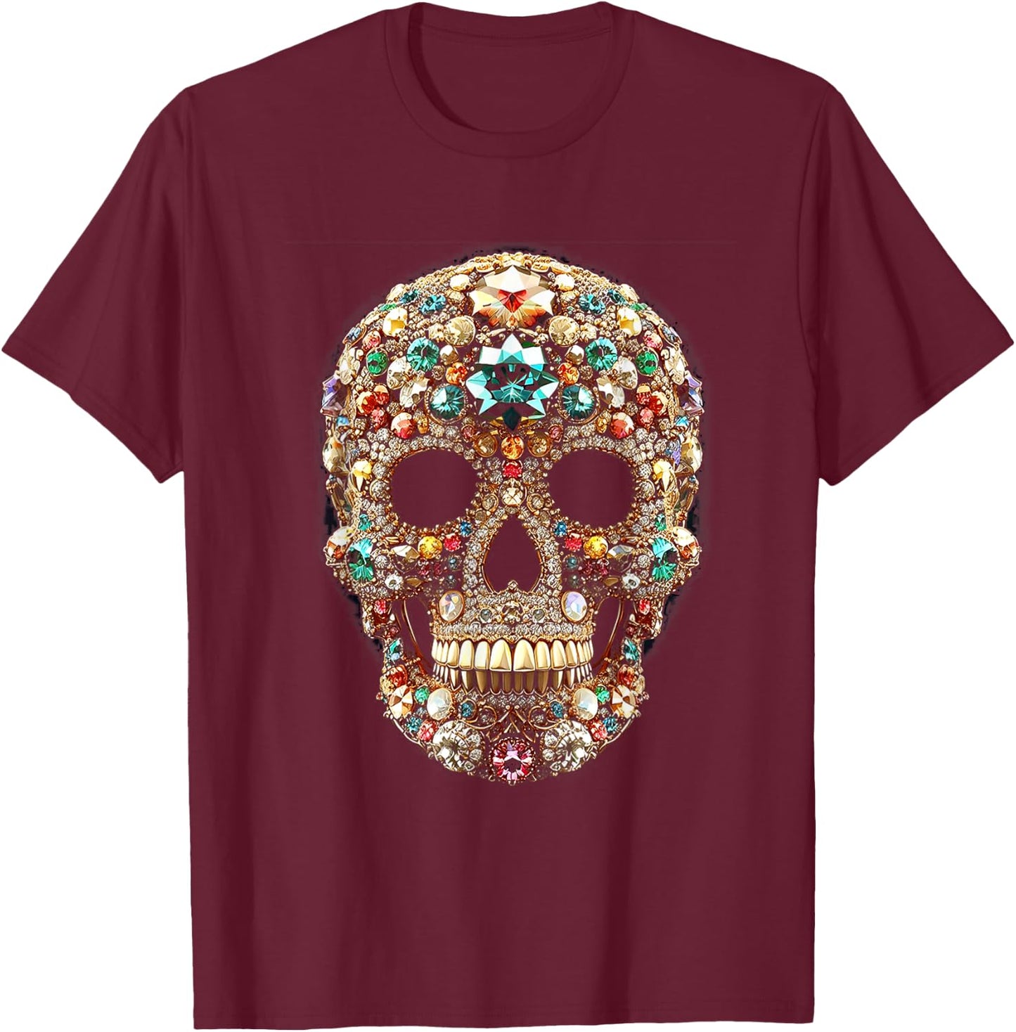 Vintage Shining Diamonds Luxury Antique skull Funny Gift T-Shirt - T-Shirt | Maroon