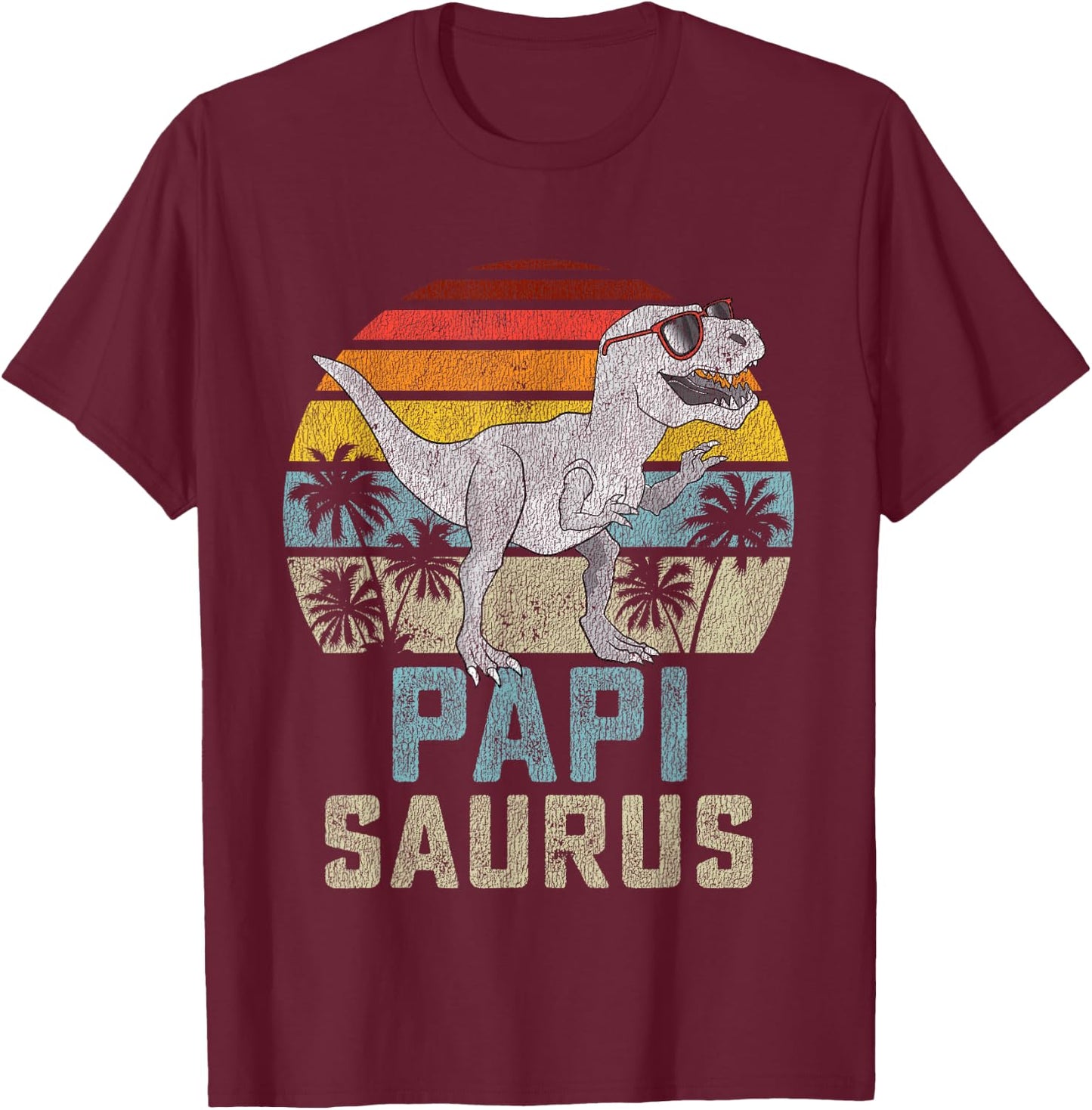 Papisaurus T Rex Dinosaur Papi Saurus Family Matching T-Shirt - T-Shirt | Maroon