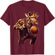 Basketball Playing Giraffe Graphic Hoops Animal Humor T-Shirt - T-Shirt | Maroon