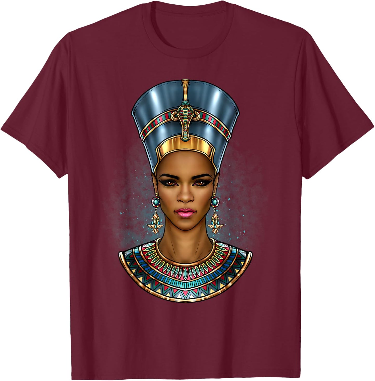 Black Nefertiti Melanin Queen Egyptian Women Black Pride T-Shirt - T-Shirt | Maroon