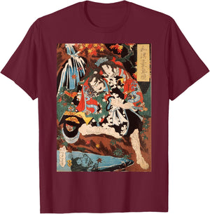Japanese Tengu God Art Snake Man Retro Vintage Artwork T-Shirt - T-Shirt | Maroon