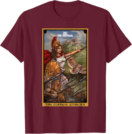 The Goddess Athena The Emperor Tarot Card Greek Mythology T-Shirt - T-Shirt | Maroon