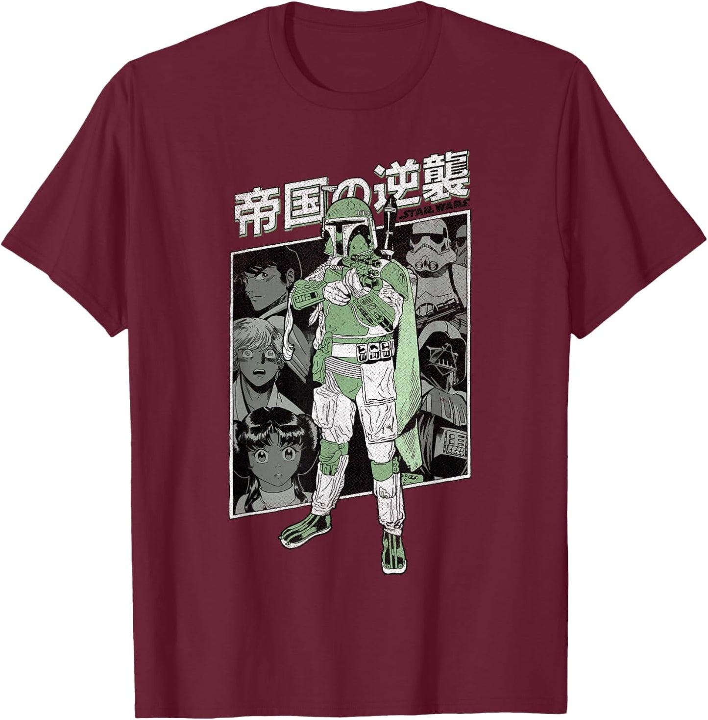 Star Wars Boba Fett Kanji Anime Poster T-Shirt - T-Shirt | Maroon