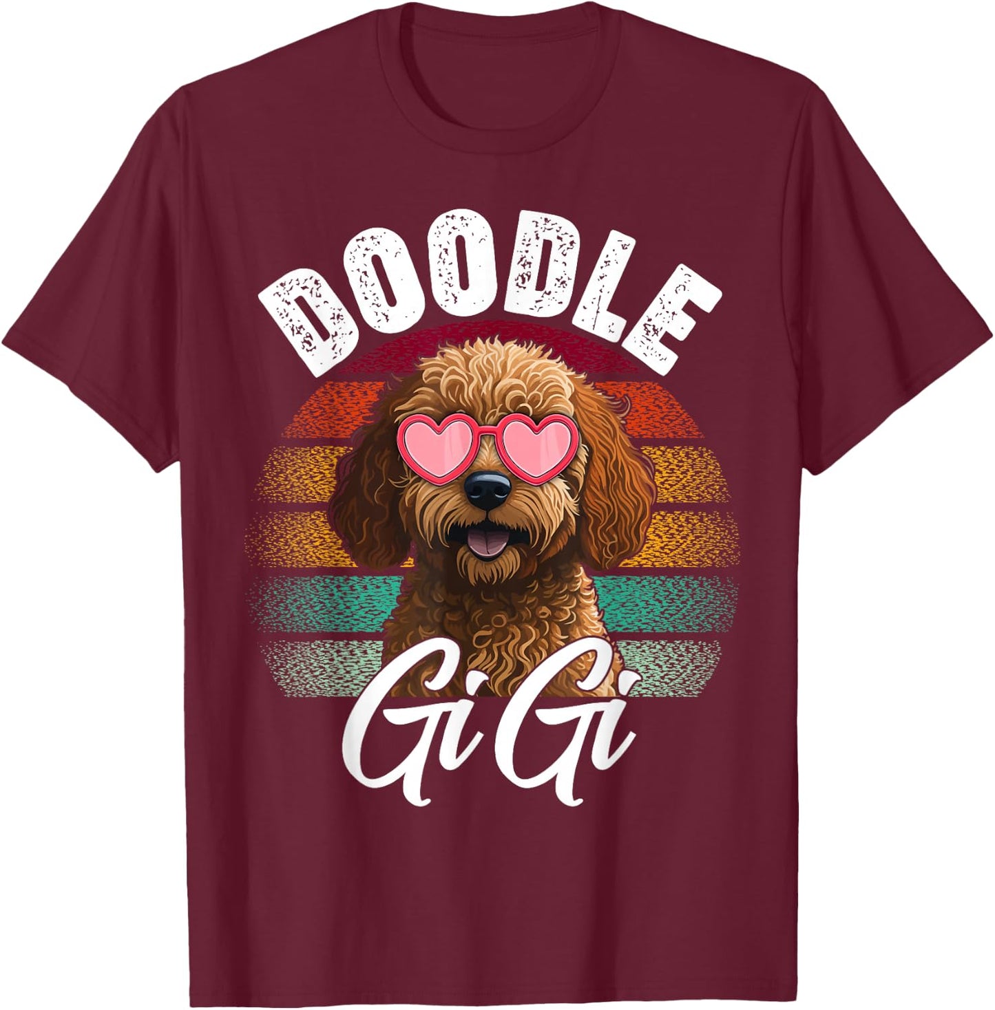 Retro Doodle Gigi Goldendoodle Dog Lover Mothers Day Women T-Shirt - T-Shirt | Maroon