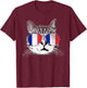 Cat Shirt France French Flag Country Retro Men Women Kids T-Shirt - T-Shirt | Maroon