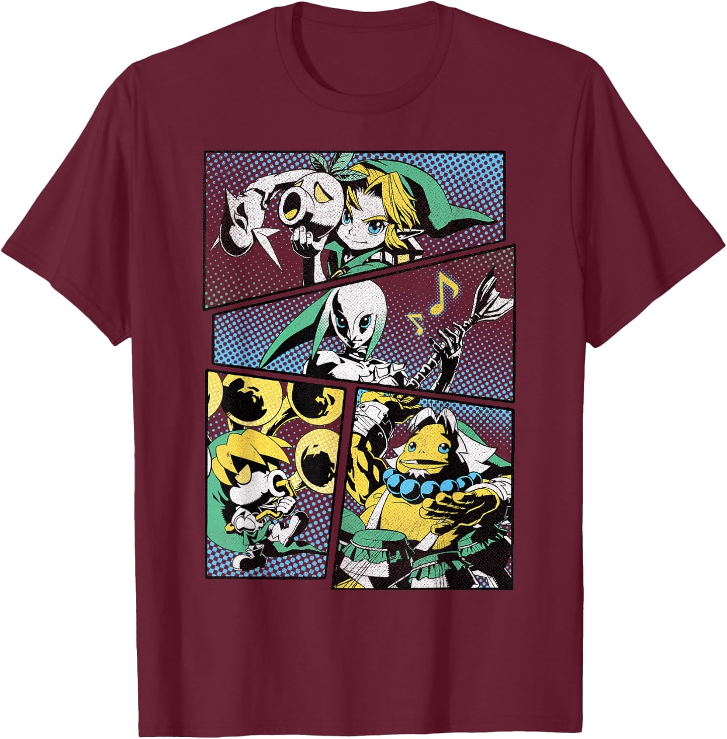 The Legend of Zelda: Majora's Mask Manga Link Hyrule Panels T-Shirt - T-Shirt | Maroon