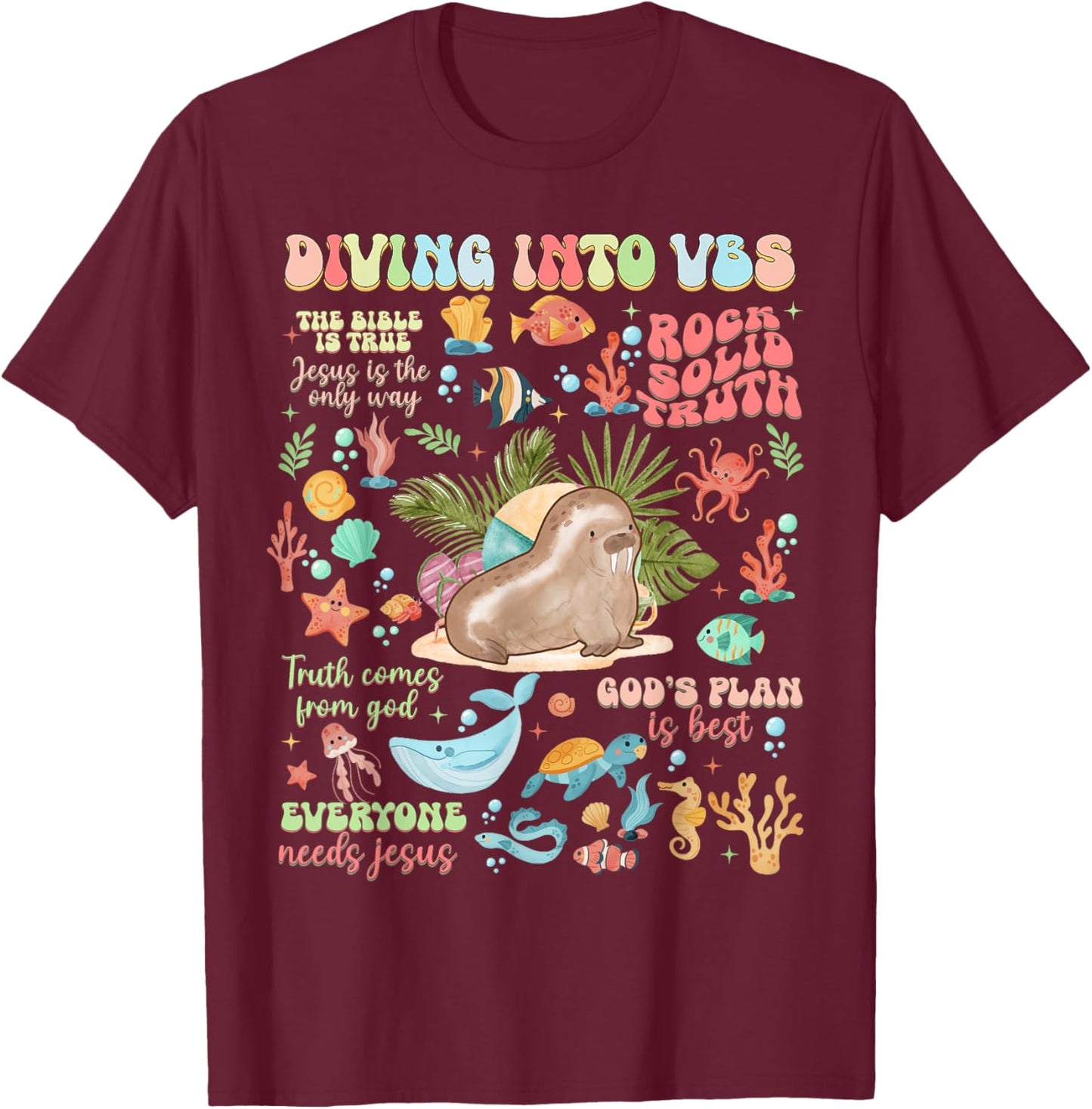 Breaker Rock Beach God's Rock Solid VBS 2024 T-Shirt - T-Shirt | Maroon