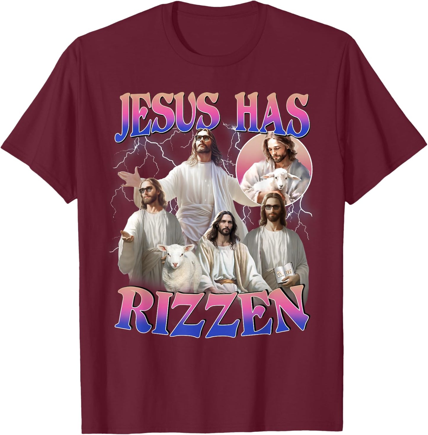 Jesus Has Rizzen He Is Risen Easter Day Christian Men Women T-Shirt - T-Shirt | Maroon