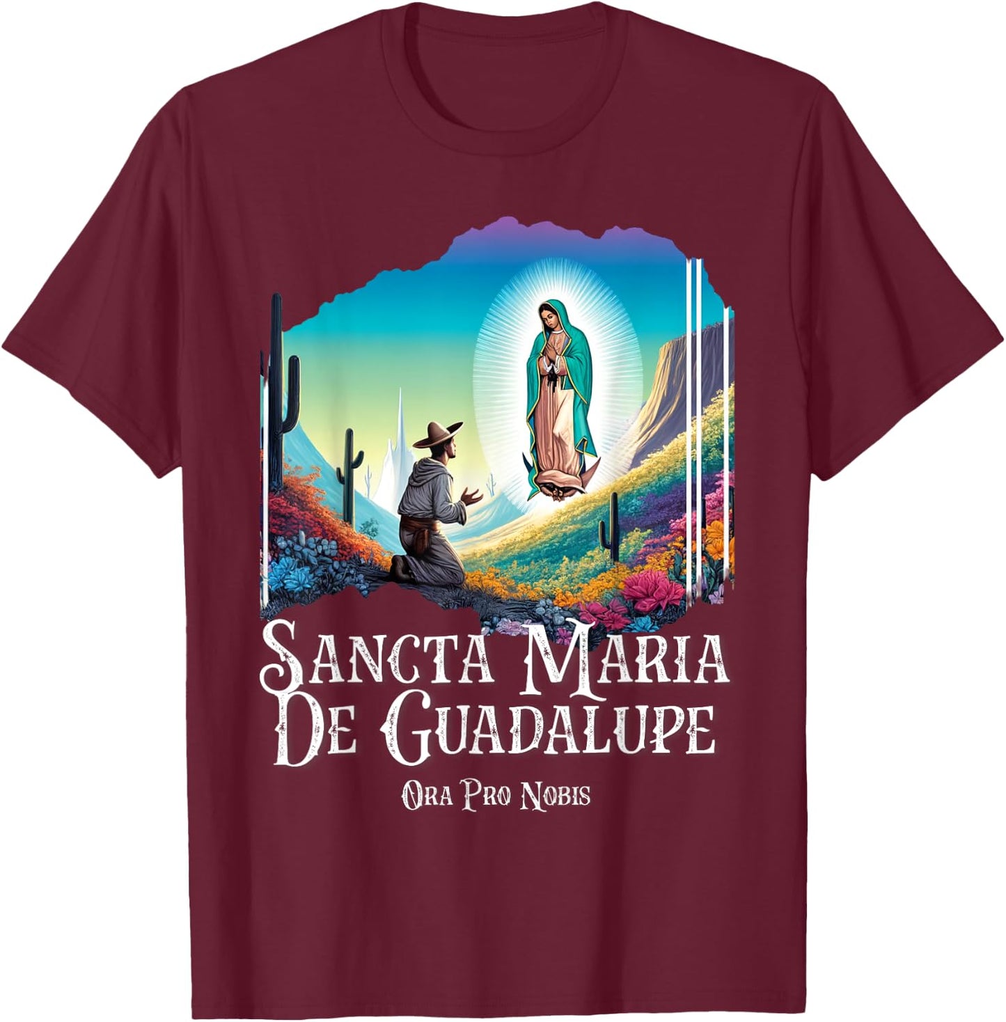 Our Lady Of Guadalupe Marian Catholic T-Shirt - T-Shirt | Maroon