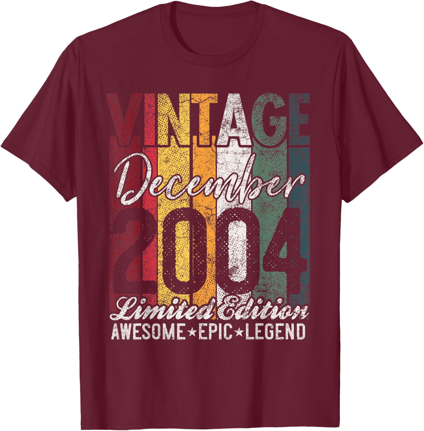 Awesome Since December 2004 19th Birthday Gift 19 Years Old T-Shirt - T-Shirt | Maroon