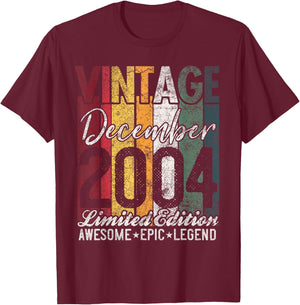 Awesome Since December 2004 19th Birthday Gift 19 Years Old T-Shirt - T-Shirt | Maroon