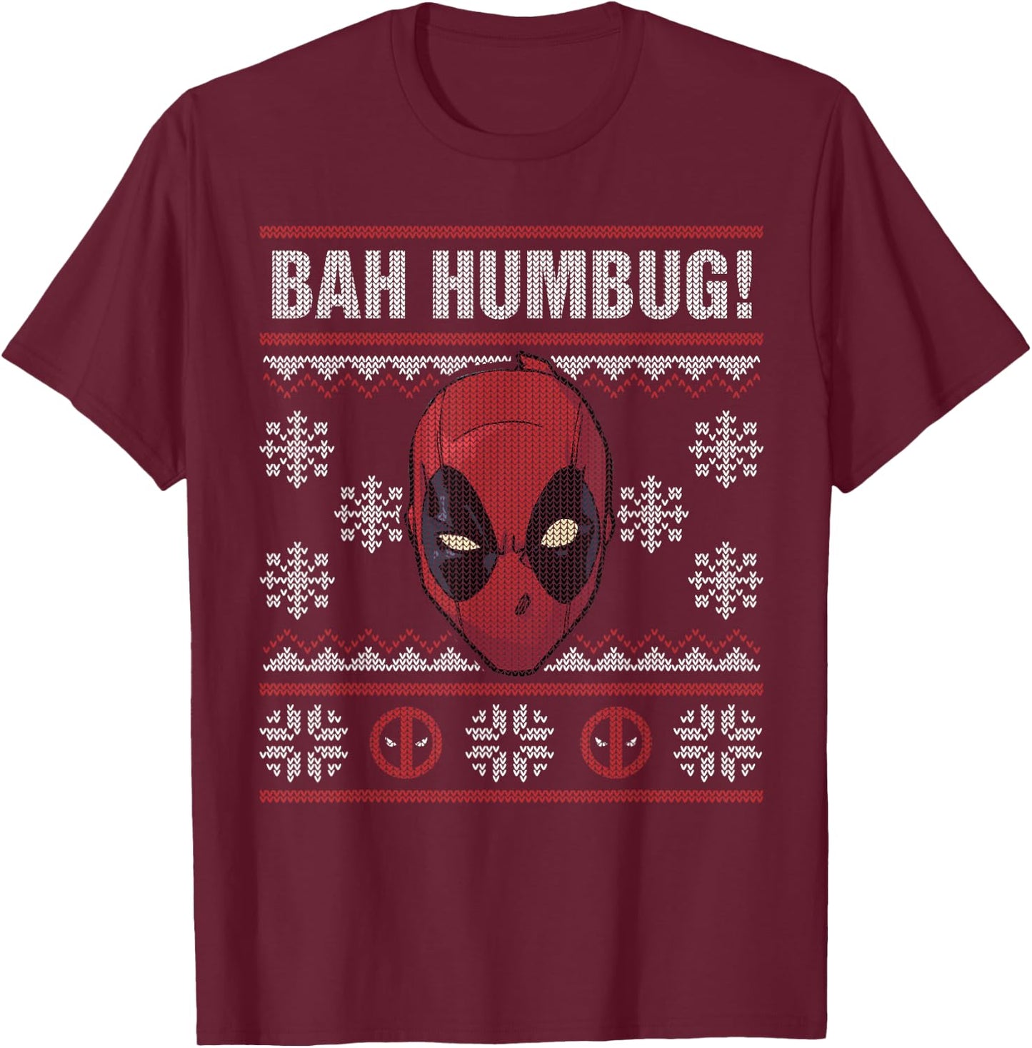 Marvel Deadpool Bah Humbug Holiday T-Shirt - T-Shirt | Maroon