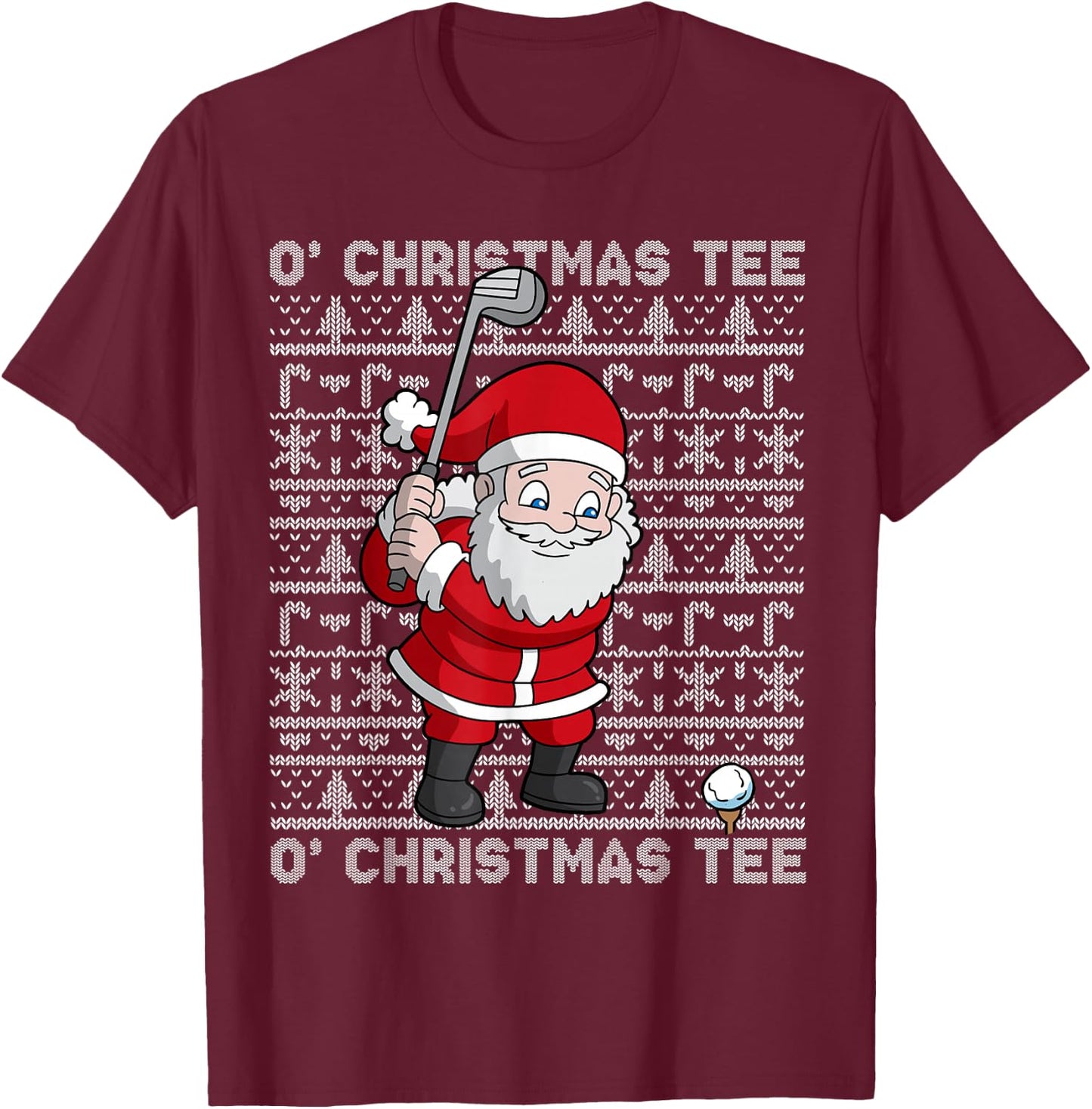 Golf Santa Claus O' Christmas Golfing Golfer Humor Men T-Shirt - T-Shirt | Maroon