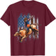 Rodeo Bull Riding American Flag Shirt Cowboy Bull Rider T-Shirt - T-Shirt | Maroon