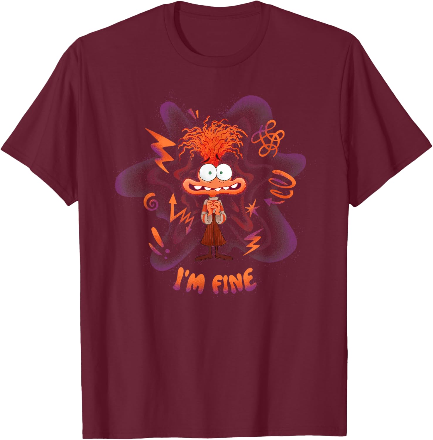 Disney Pixar Inside Out 2 I'm Fine Emotional Anxiety Poster T-Shirt - T-Shirt | Maroon